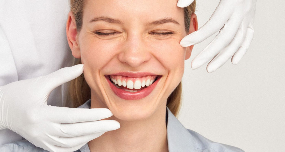 woman's face being examined by doctor